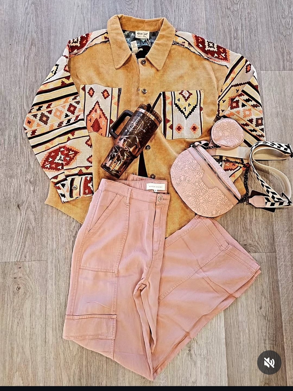Aztec Patchwork Utility Jacket Oversized Western Shacket - Picture 4 of 7